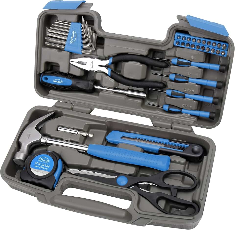 Apollo Tools 39 Piece General Household Tool Set, Blue DT9706 BL