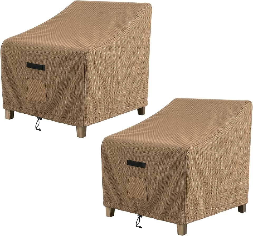 Pure Garden Outdoor Chair Covers, Tan, 35” L x 38” W x 34” H, 2-Pack