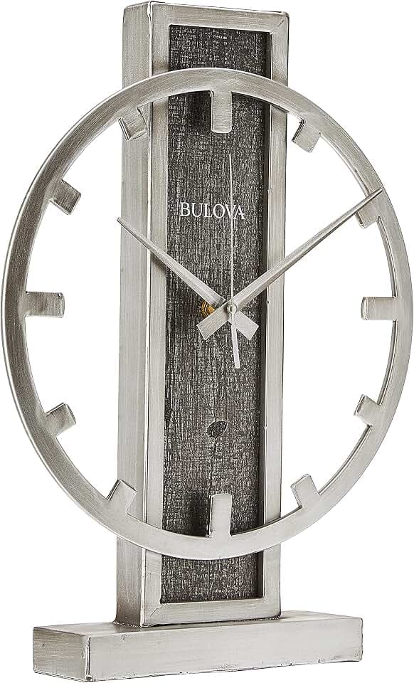 Bulova B1864 Streak Tabletop Clock, Aged Silver-Tone 2.63 x 12 x 16