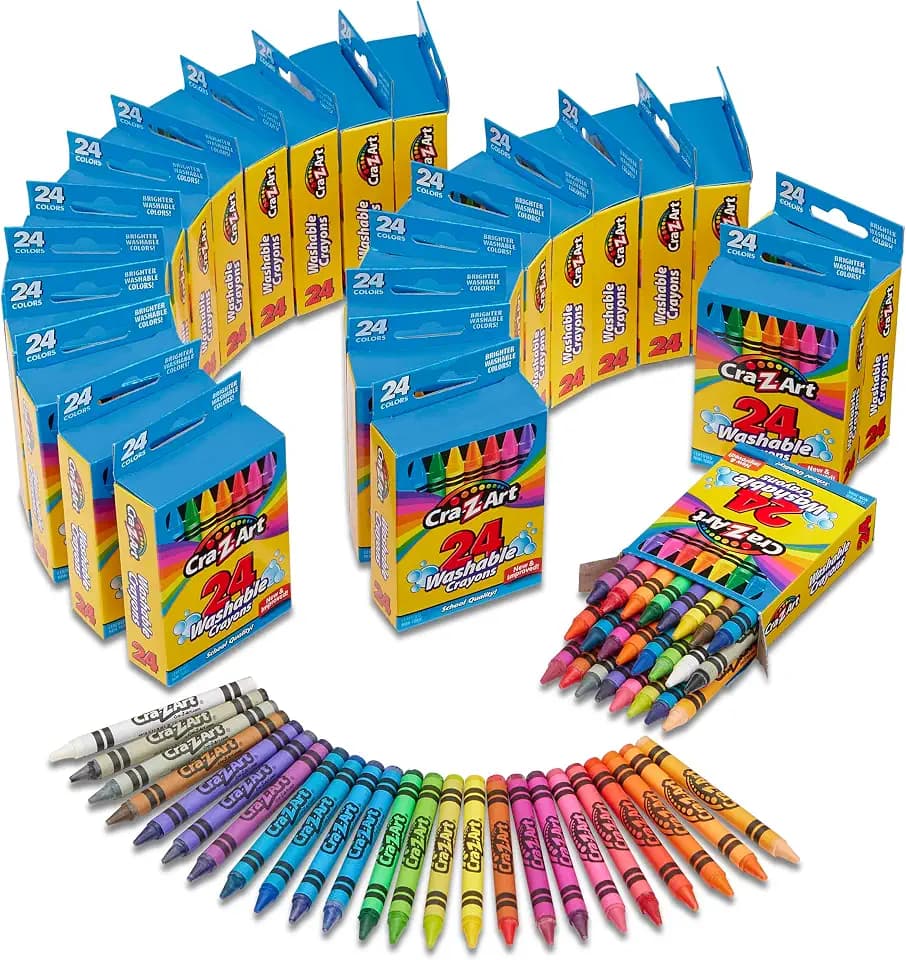 Cra-Z-Art Bulk Crayons, 24 Packs of 24 Count Washable Crayons, School Supplies, Classroom Supplies, Teacher Bulk Pack
