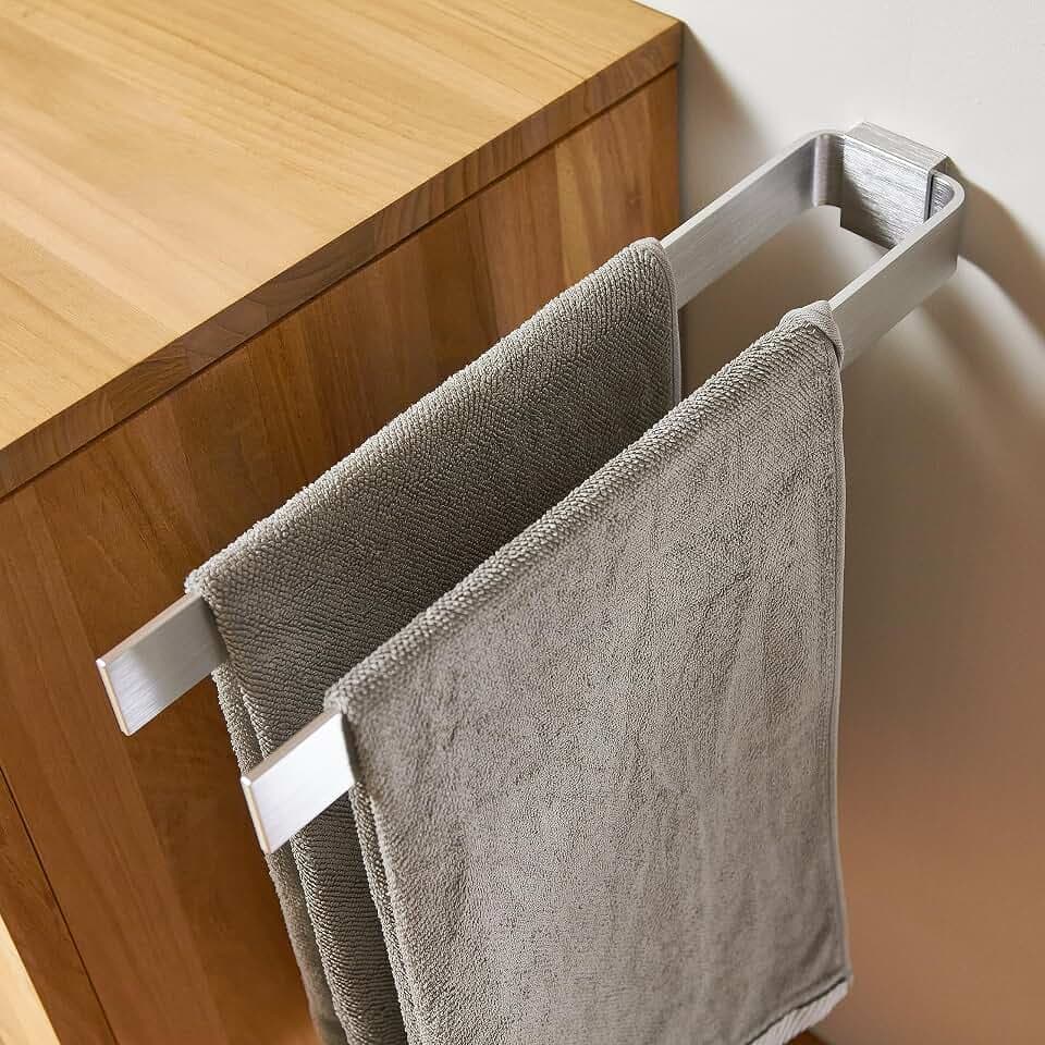 Designfabrik Hamburg Handtuchhalter zweiarmig | 42 cm Silber | Wandmontage