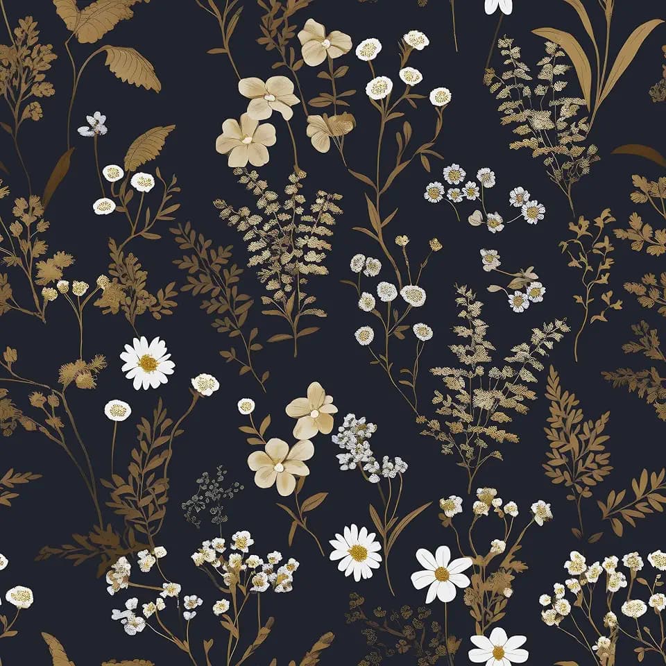 Laatse Floral Leaf Vintage Wallpaper Peel and Stick 17.5" x 118", Dark Gold