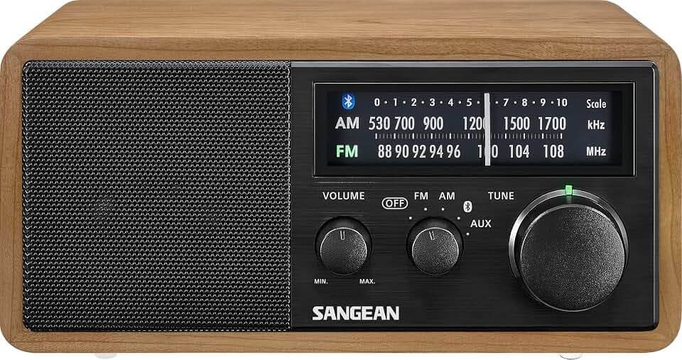 Sangean WR-11 Retro Desktop-Radio mit UKW/MW-Tuner - Kopfhöreranschluss - Holzegehäuse Braun