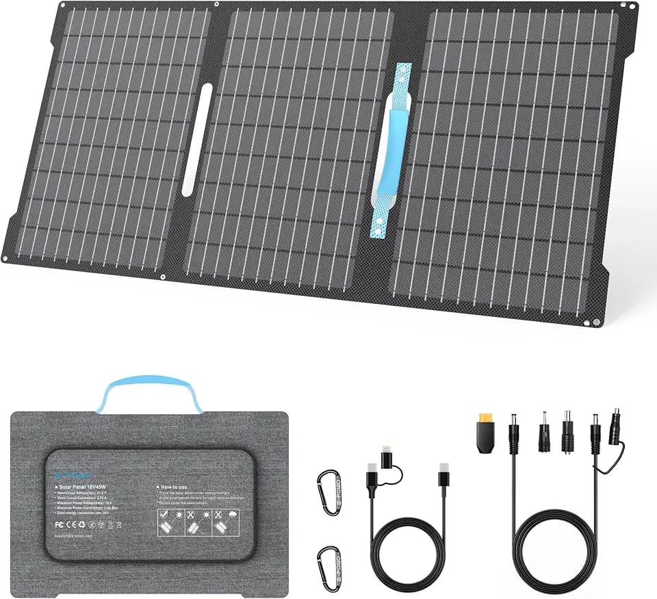 45W Tragbares Solarpanel Ladegerät, IP67 Wasserschutz Solarpanel Faltbar