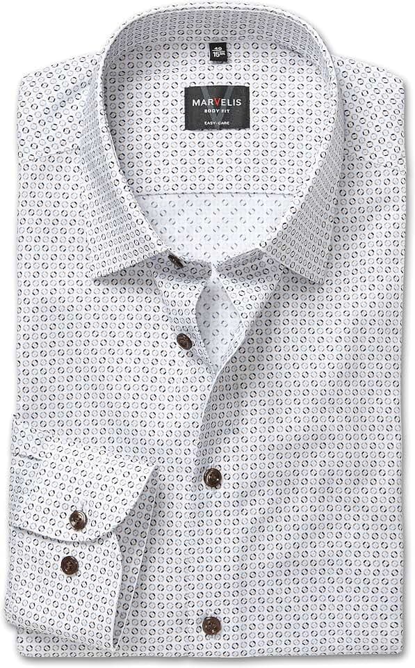 Marvelis Herren Businesshemd Langarm 751784,Rotationsdruck,Body-fit,New York Kent