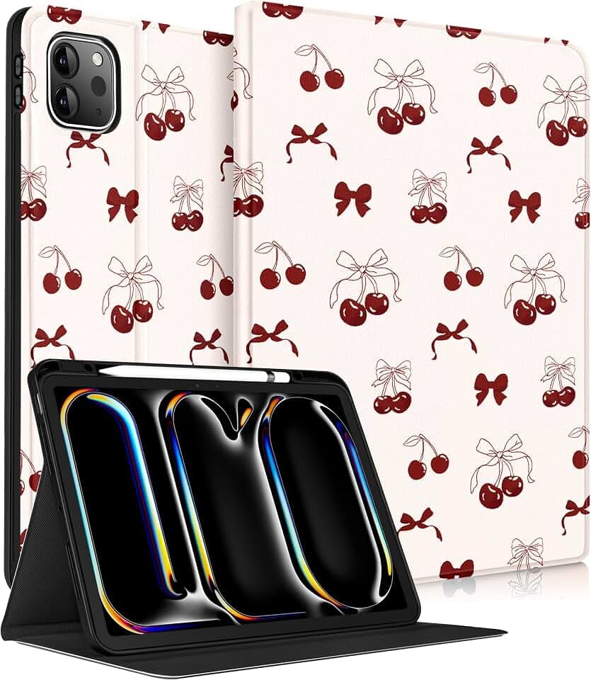 Wazzasoft for iPad Air 13 Inch/for iPad Pro Pro 12.9" Gen Case,Bow Cherry