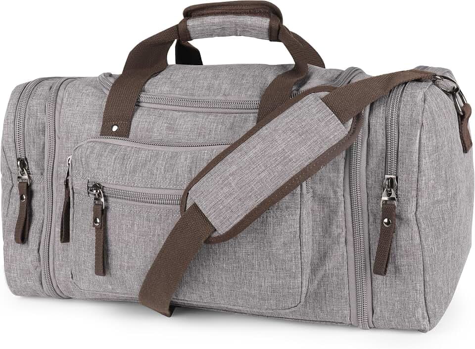 Duffle Bag for Travel 20–23” Expandable (40L) – Lightweight Water-Resistant Carry On Weekender with Multiple Pockets & Shoulder Strap – Airline Approved Travel Duffel Bags for Men & Women - GRAY
