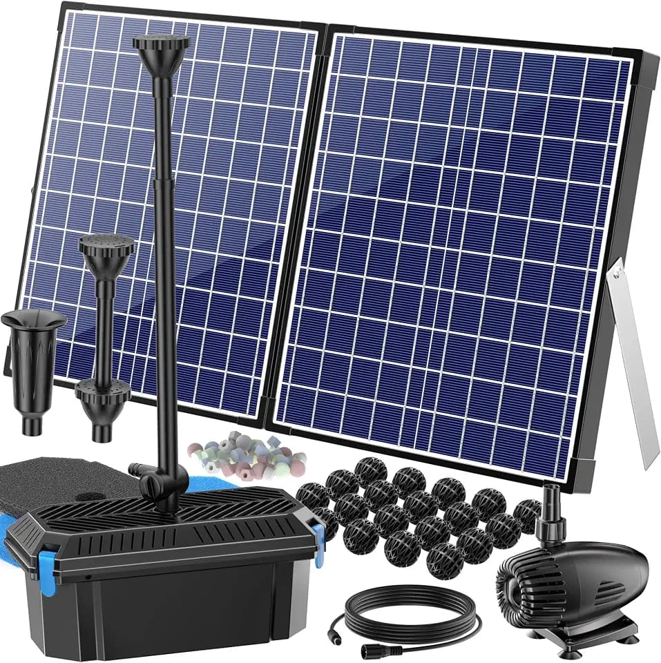Billing 50W 2100l/h Teichfilter Solar Teichpumpe für Außen Teiche bis 4000L
