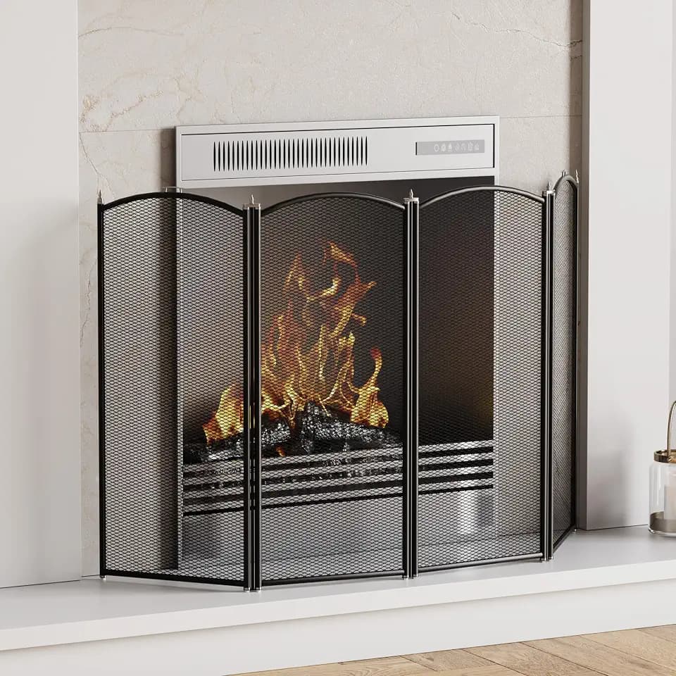 Fire Vida Stanton Funkenschutz, 4-teilig, Metall, schwarz