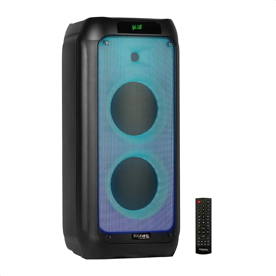 Ibiza - WAVE8-600W/2x8 Lautsprechersystem mit Bluetooth, USB und microSD - Wave LED Effekte und TWS Wireless Verbindung - Schwarz