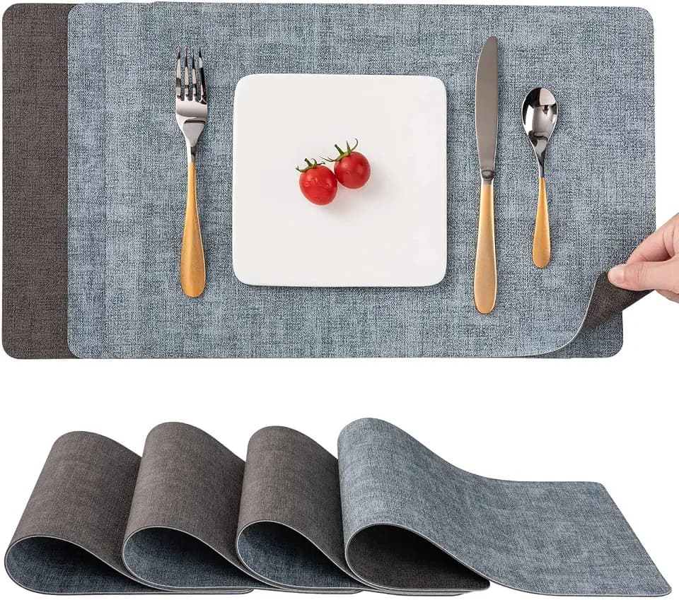 Myir JUN Tischset Abwaschbar &Untersetzer, Doppelseitige Platzsets 4er Set