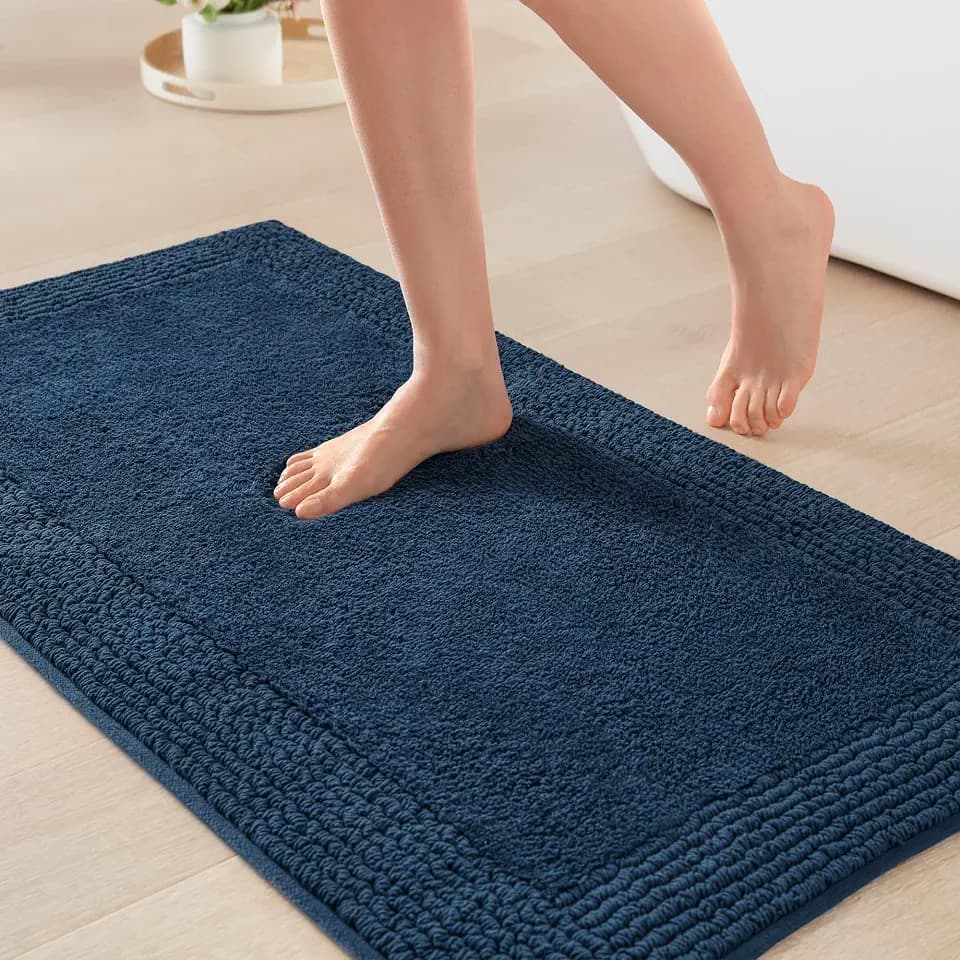 Madison Park Splendor Reversible 100% Cotton Bath Rug, 24 x 36, Navy