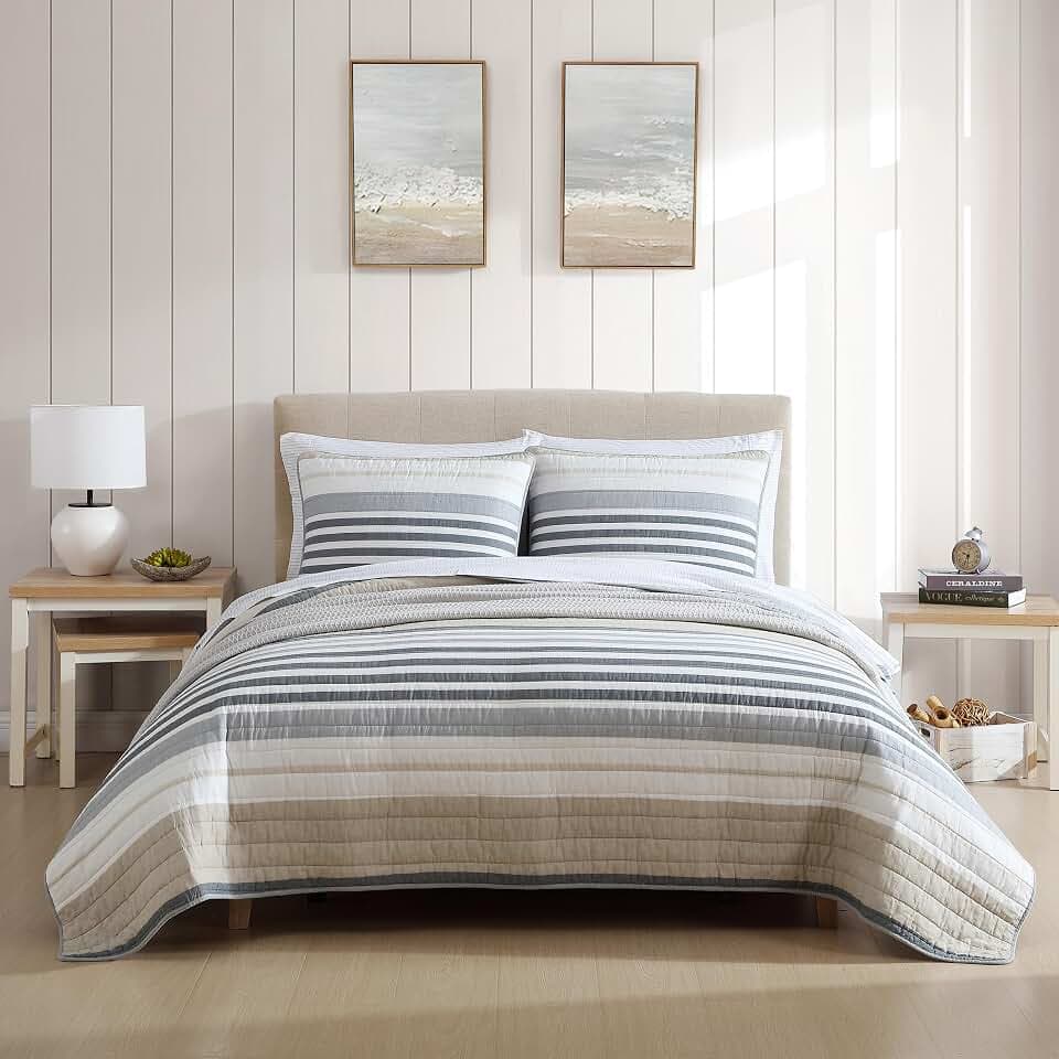 Nautica - Soft Queen Quilt Set with Shams, Lightweight Bedding
