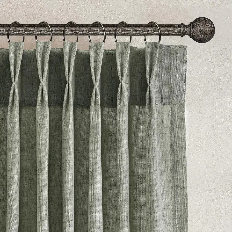 Joywell Linen Pinch Pleated Curtains 84 in Long for Living Room Sage Green