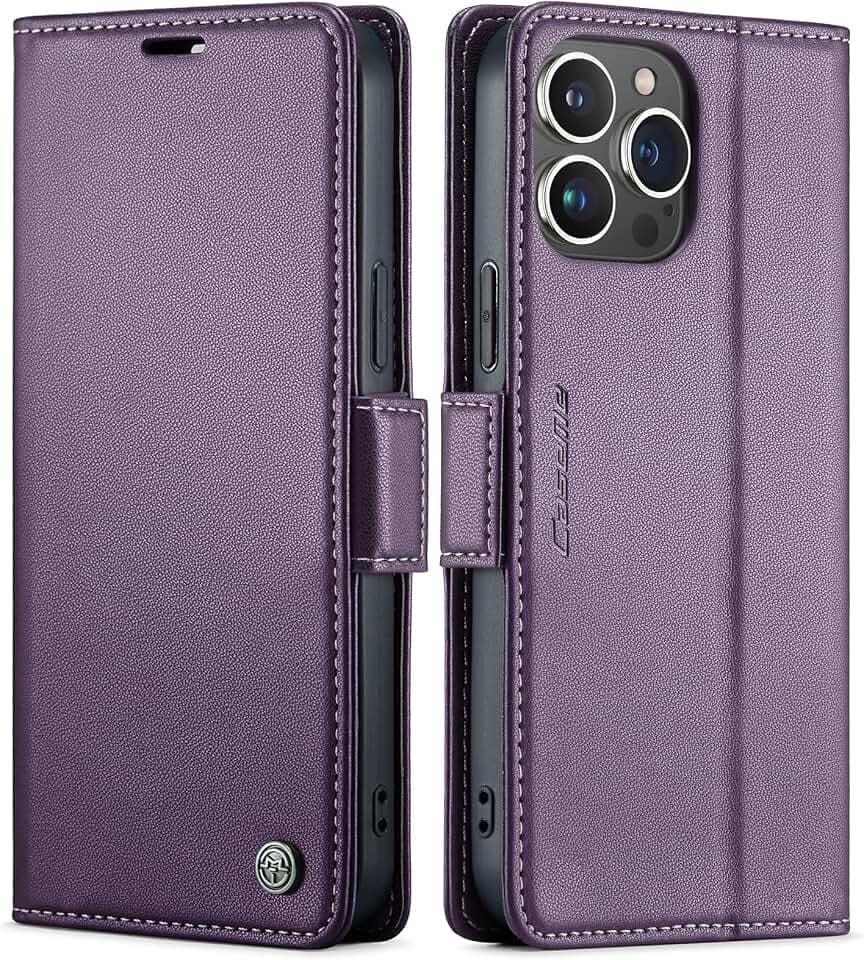 QLTYPRI Wallet Case for iPhone 14 Pro Max with Card Holders, Purple
