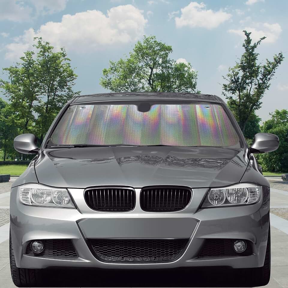 CAR+ LASER40 Laser-Front-Sonnenschutz, faltbar, silberfarben