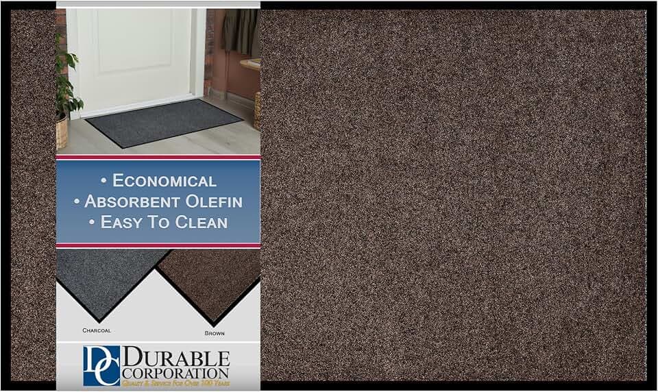 Durable Corporation-654S46 Wipe-N-Walk Vinyl Backed Indoor Carpet Entrance Mat, 4' x 6', Brown
