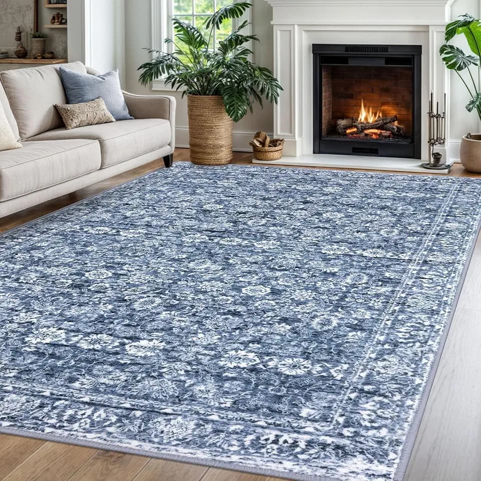 SIILOOM 6x9 Washable Area Rug, Non Slip Indoor Mat for Bedroom Living Room
