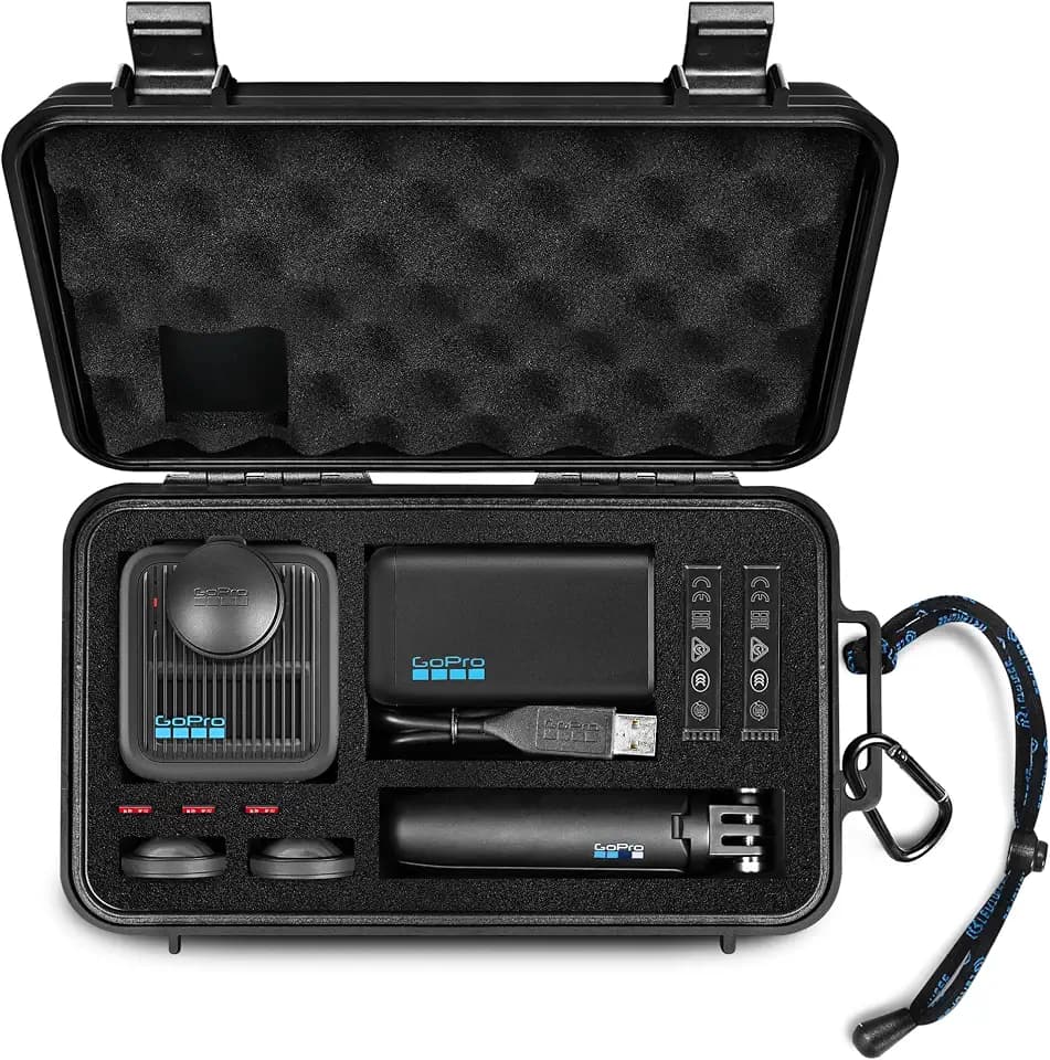 LEKUFEE Reise-wasserdichte Hartschale für GoPro MAX 2, Action-Kamera, Akku, Dual-Ladegerät und Zubehör(Nur Tasche)