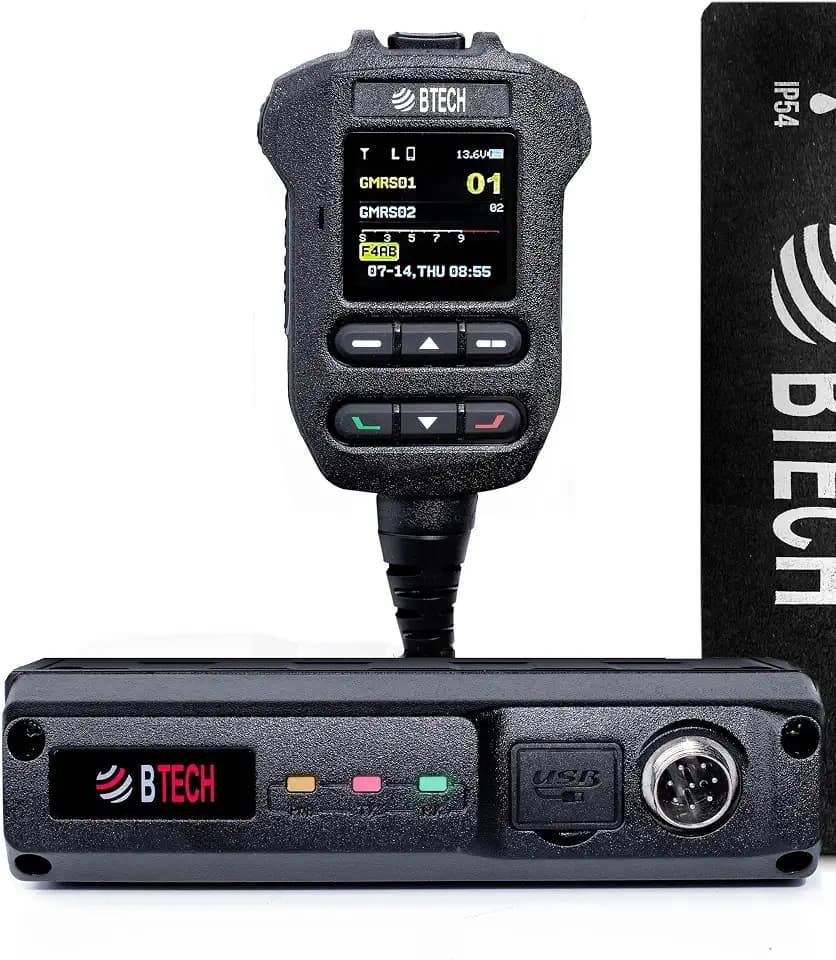 BTECH GMRS-50PRO IP54 Weatherproof 50-Watt GMRS Base Station Radio with Bluetooth, GPS, NOAA, and Advanced Features, Dual Band (VHF/UHF) Scanner, Long Range Two-Way GMRS Walkie Talkie