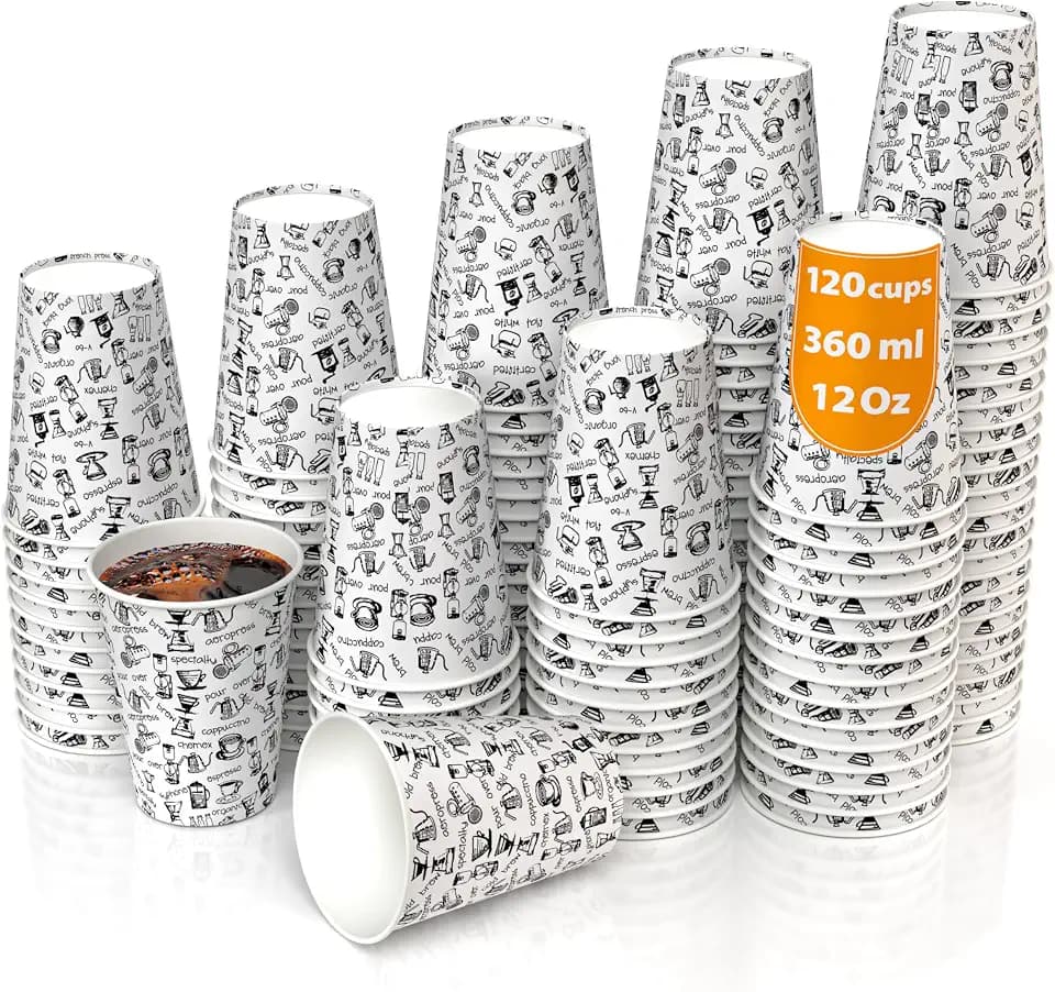 CupCup 120 Pappbecher 360ml 12 Oz - Kaffeebecher to Go Zum Servieren von Kaffee, Tee, heißen und kalten Getränken