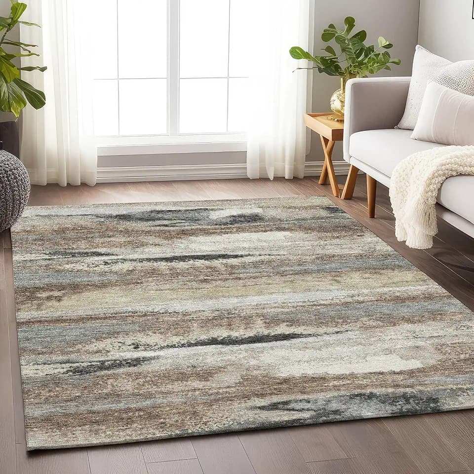 Addison Rugs Mayfield AMF942 Taupe 2'6" x 3'10" Indoor Premium Machine Washable Rug, Silky Soft, Easy Clean, Non Shedding, Bedroom, Living Room, Dining Room, Kitchen, Rug