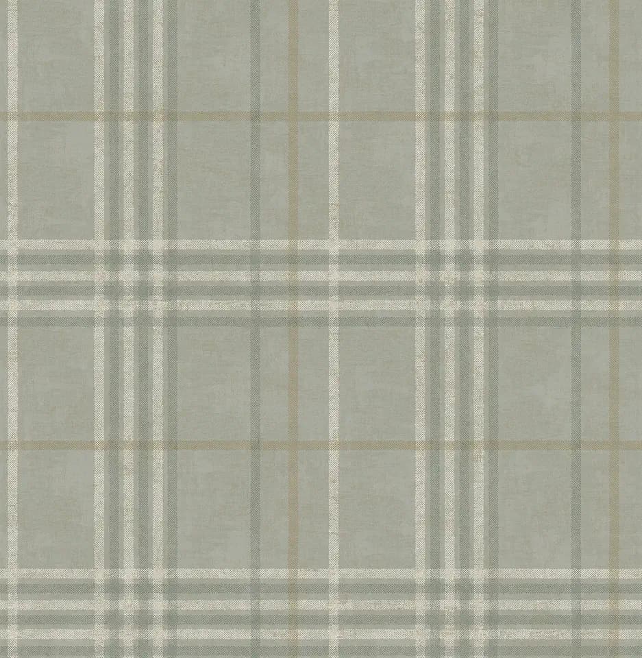 Chesapeake 3114-003316 Rockefeller Plaid Wallpaper Sage