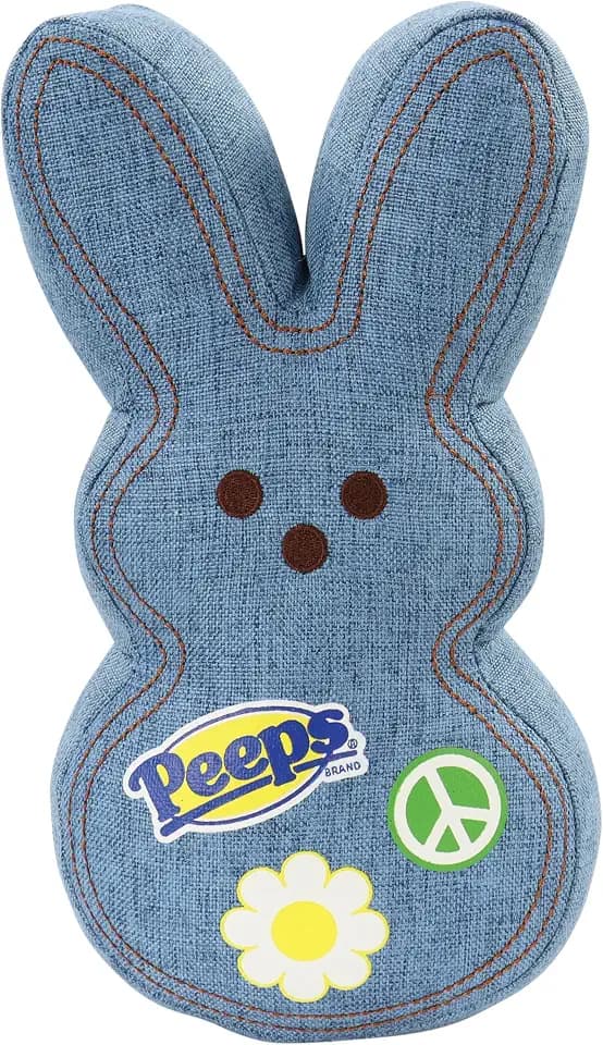 Animal Adventure | 9" Light Blue Denim Shaggy Bunny Peeps Plush | Easter Basket Stuffed Animals for Kids | Marshmallow Candy | Huggable Soft Plushie Stuffers Buddy Toy | Collectable Gifts | Aged 3+