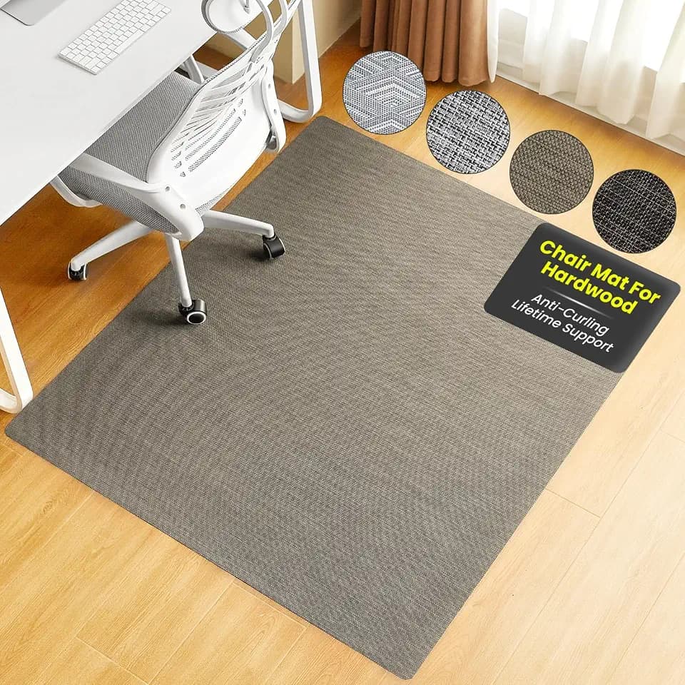 BAGAIL Office Chair Mat for Hardwood Floor, 35"x47" Heavy Duty Computer Chair Mat - Fast Flat & Smooth Glide - Non-Slip Desk Chair Floor Protector for Home Office - Brown