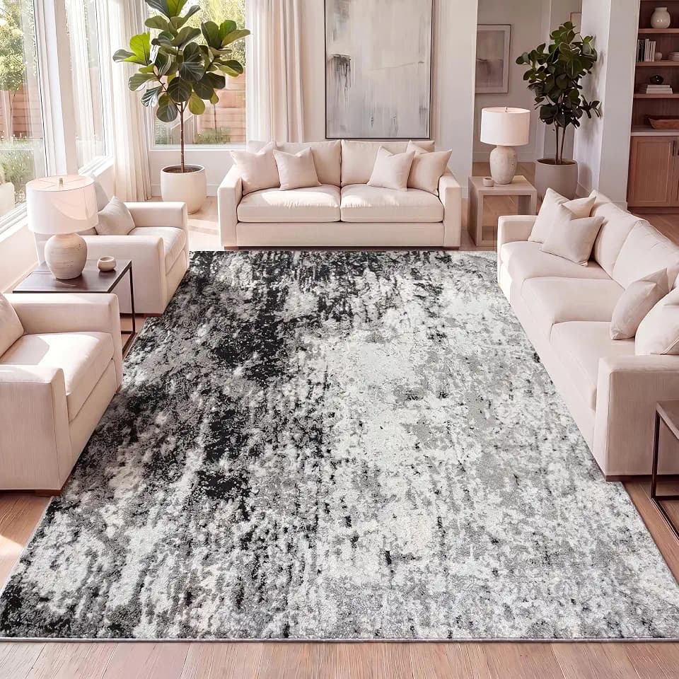 JONATHAN Y Storm Modern Abstract Gray/Cream Indoor Area Rug, 5x8, Contemporary, Transitional, Easy-Cleaning for Living Room, Bedroom, Kitchen, Pet Friendly, Non-Shedding (CTP110A-5)