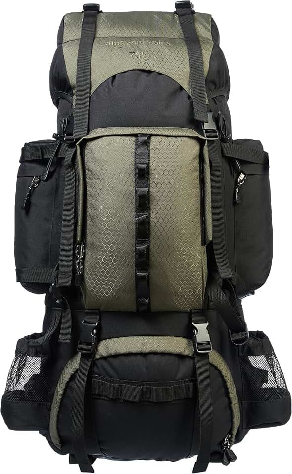 Amazon Basics Wanderrucksack 75 L, Grün | mit Innengestell