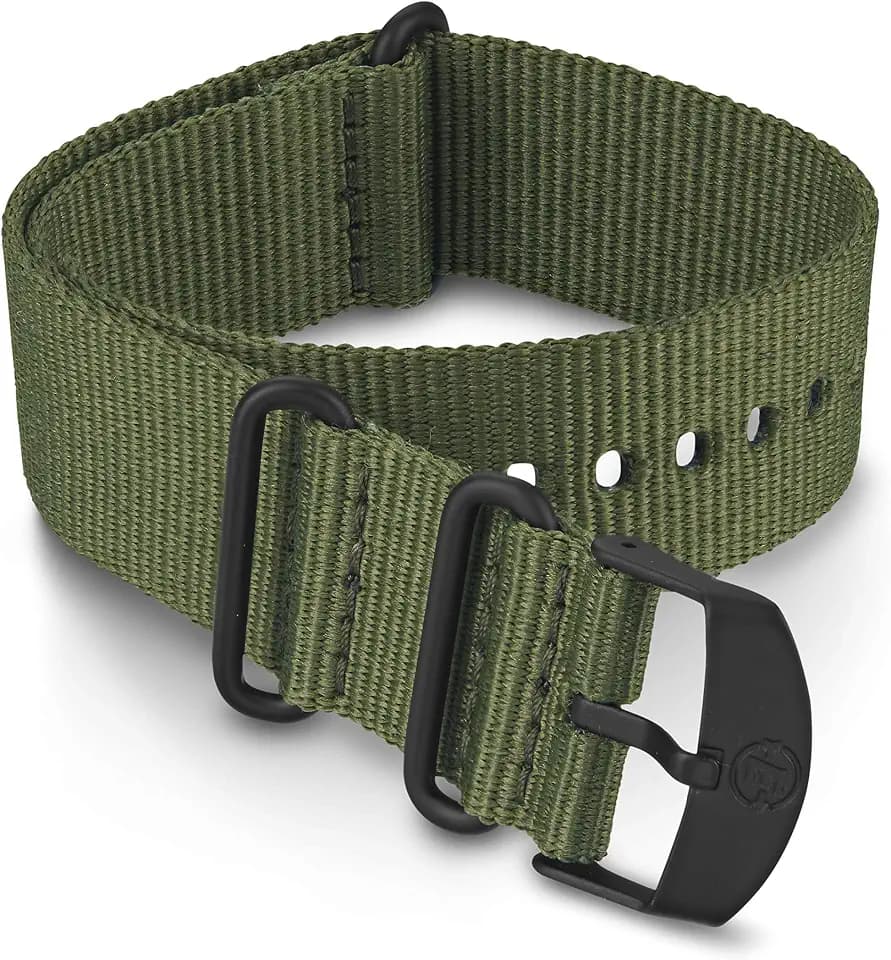 Timex 22mm Fabric Double-Layer Slip-Thru Strap – Black with Black Buckle
