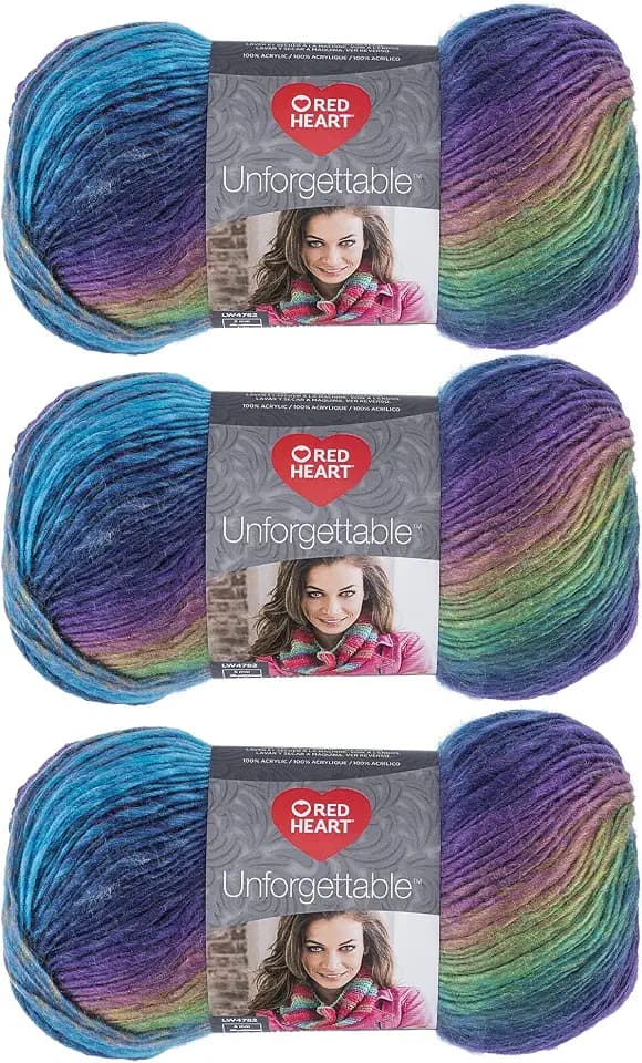 Red Heart Unforgettable Yarn for Crocheting and Knitting, Gossamer, 3-Pack
