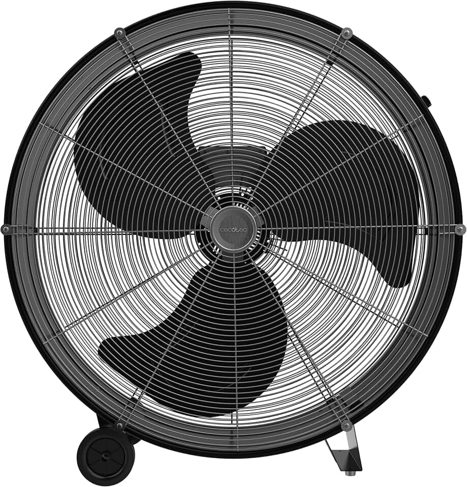 Cecotec Industrieller Bodenventilator Proindustry 2400. 180 W, Durchmesser 60 cm, 3 Geschwindigkeiten, Aluminiumflügel, Luftstrom 9832,8 m³/h, Transportables Design, Schutzgitter, Einfache Handhabung