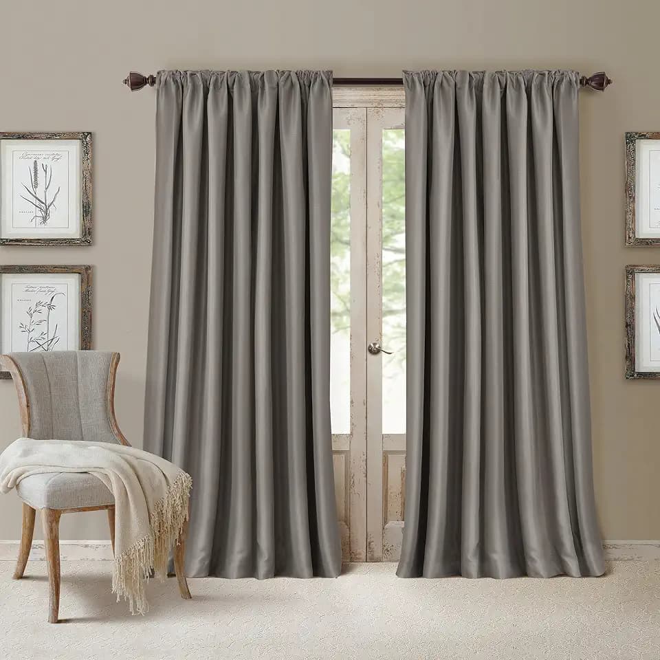 Elrene Home Fashions All Seasons Energy Efficient Room Darkening Rod Pocket Window Panel, 52" x 108" (1), Silver