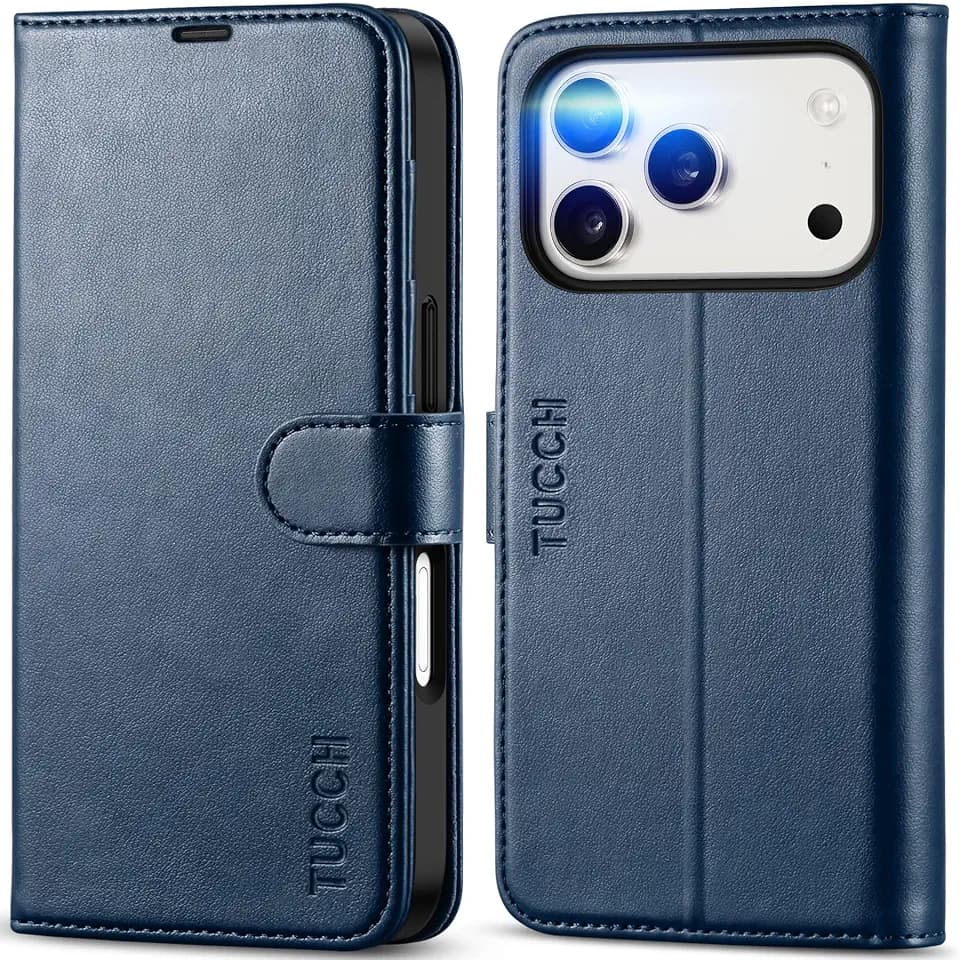 TUCCH Case Wallet for iPhone 18 Pro/17 Pro (6.3"), RFID Blocking, Dark Blue