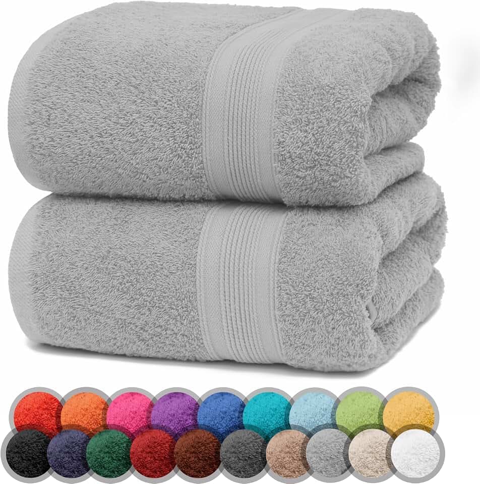 NatureMark 2er Pack DUSCHTÜCHER Premium Qualität 70x140cm DUSCHTUCH Dusch-Handtuch Doppelpack Farbe: Silber grau