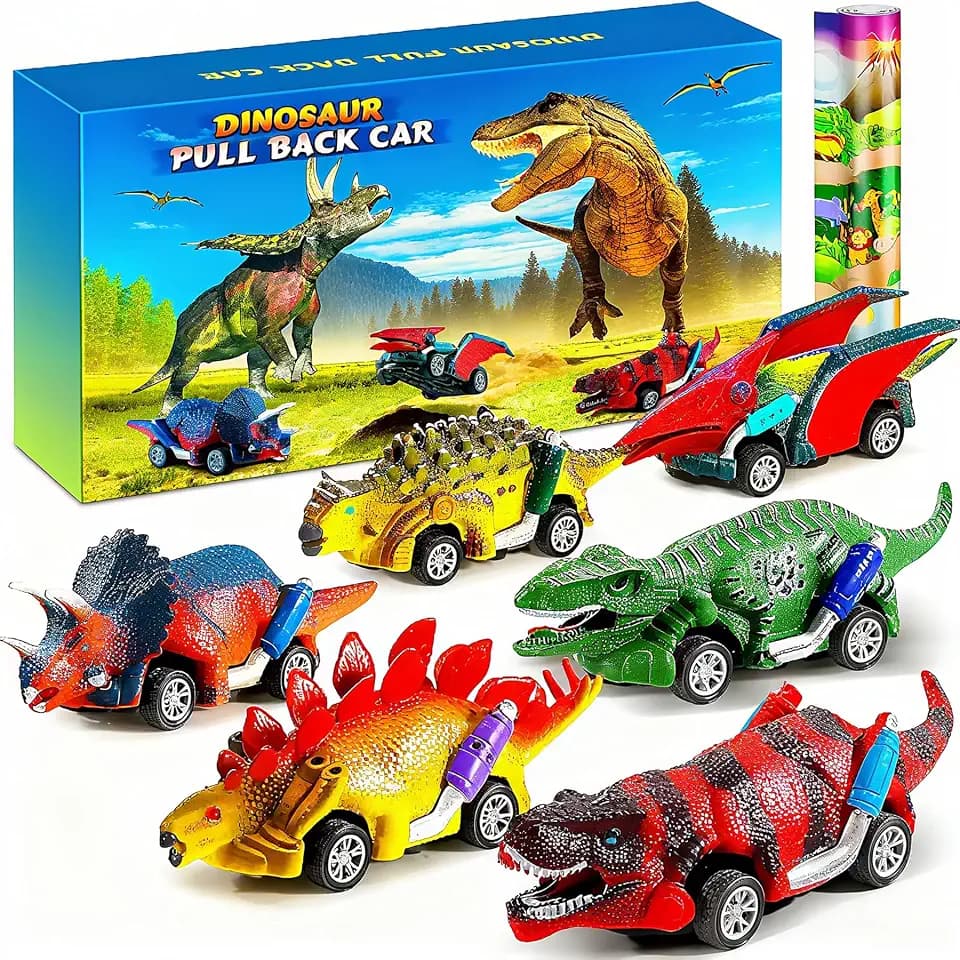 Dinosaurier - 6Pcs Auto Dino Spielzeug mit Spielmatte Transportieren