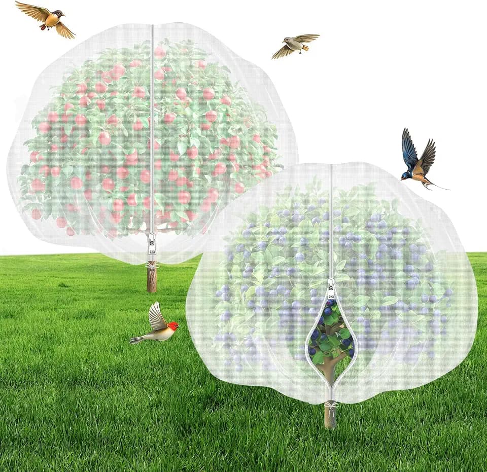 8'x8' Fruit Tree Netting with Zipper & Drawstring(2 Pack)
