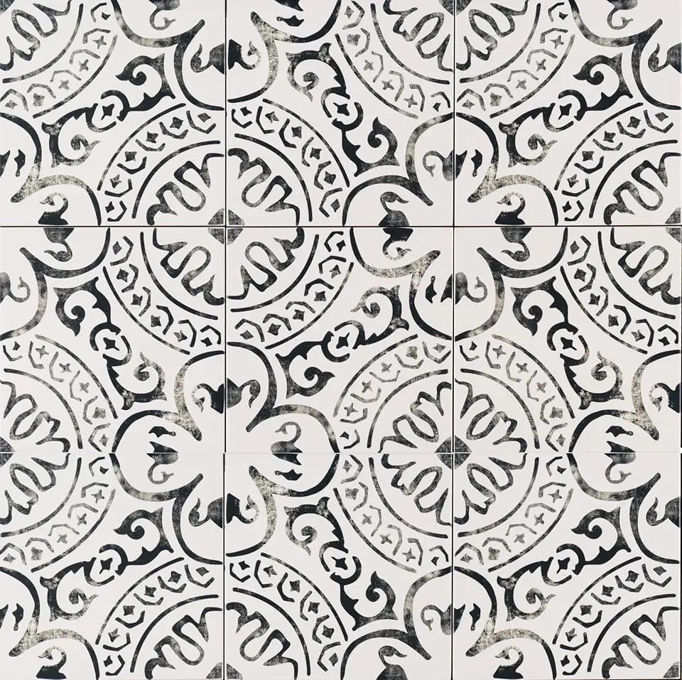Ackland Amara White Sareen 8 in. x 8 in. Encaustic Look Porcelain Tile