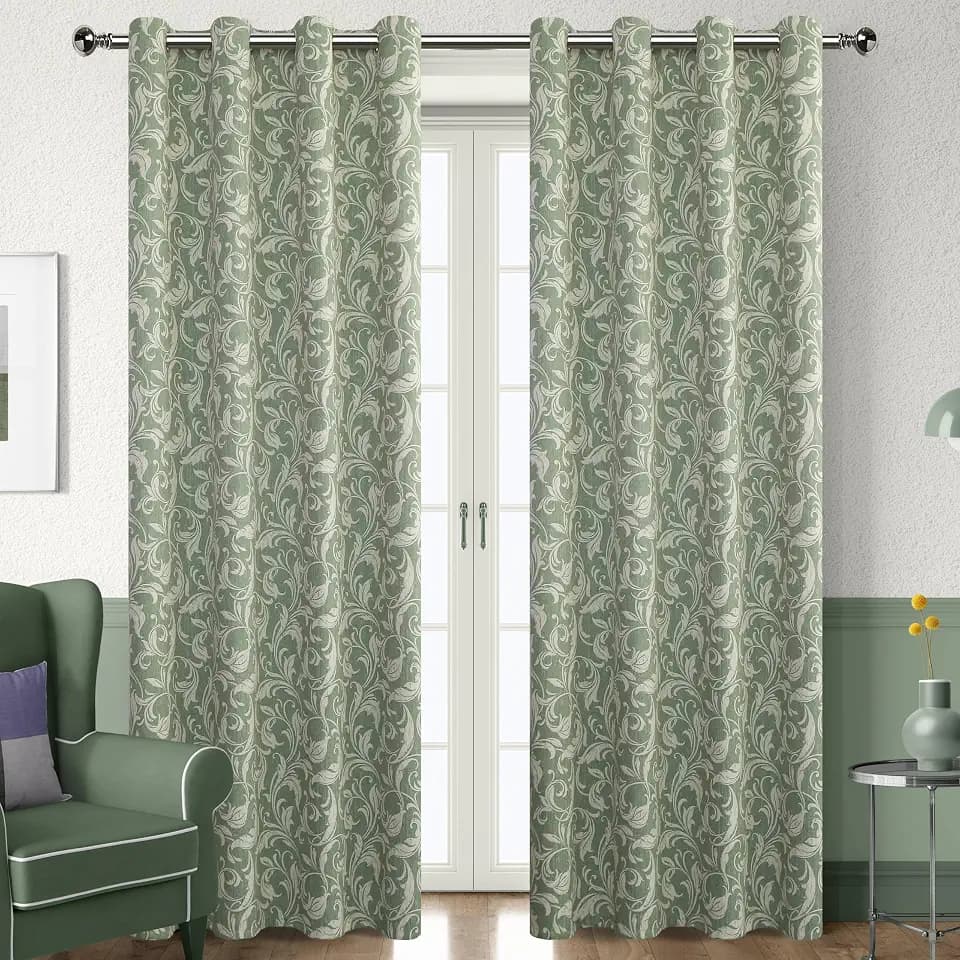Blackout Curtains for Bedroom, Green Window Drapes 96 Inch Length for Living Room, Thermal Insulated Grommet Curtains, 2 Panels