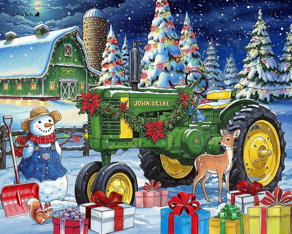 Springbok John Deere Festive Farm Surprise 500 Piece Jigsaw Puzzle