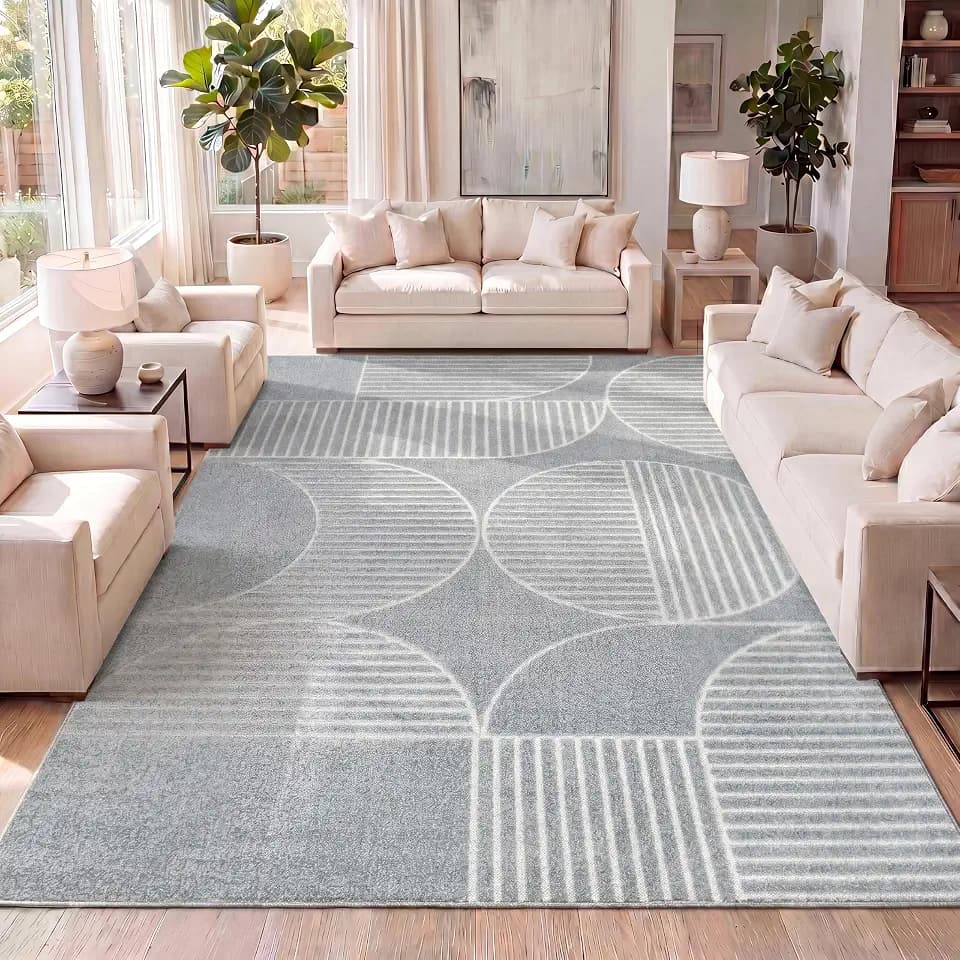 JONATHAN Y Nordby High-Low Arch Striped Light Blue/Cream Indoor/Outdoor Area Rug, 3x5, for Patio, Backyard, Living Room, Bedroom, Office, Hose-Washable (SCN104F-3)