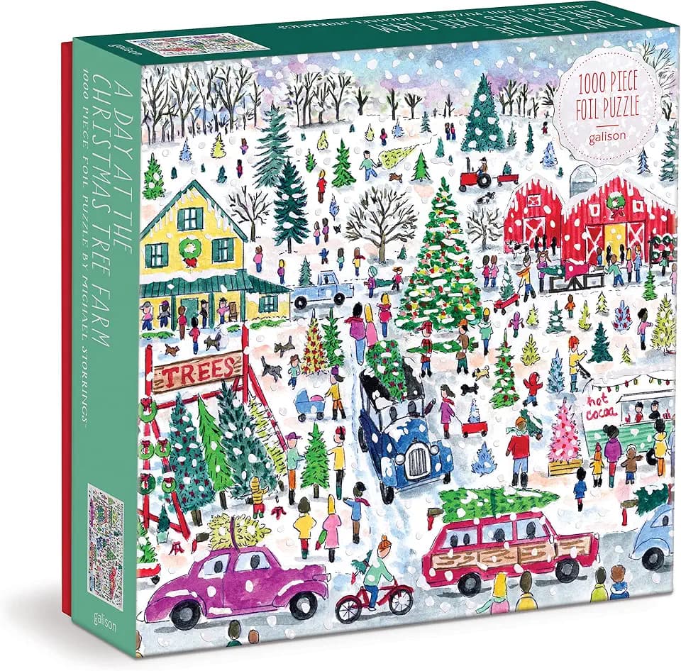 Galison - A Day at the Christmas Tree Farm 1000 Piece Puzzle with Foil