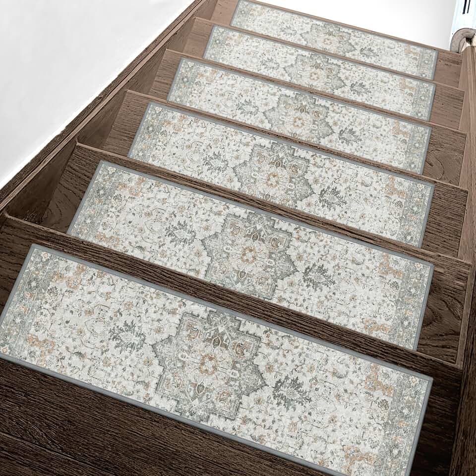 sarben 8"x30" Non Slip Stair Treads for Wooden Steps 15 Pack, Taupe