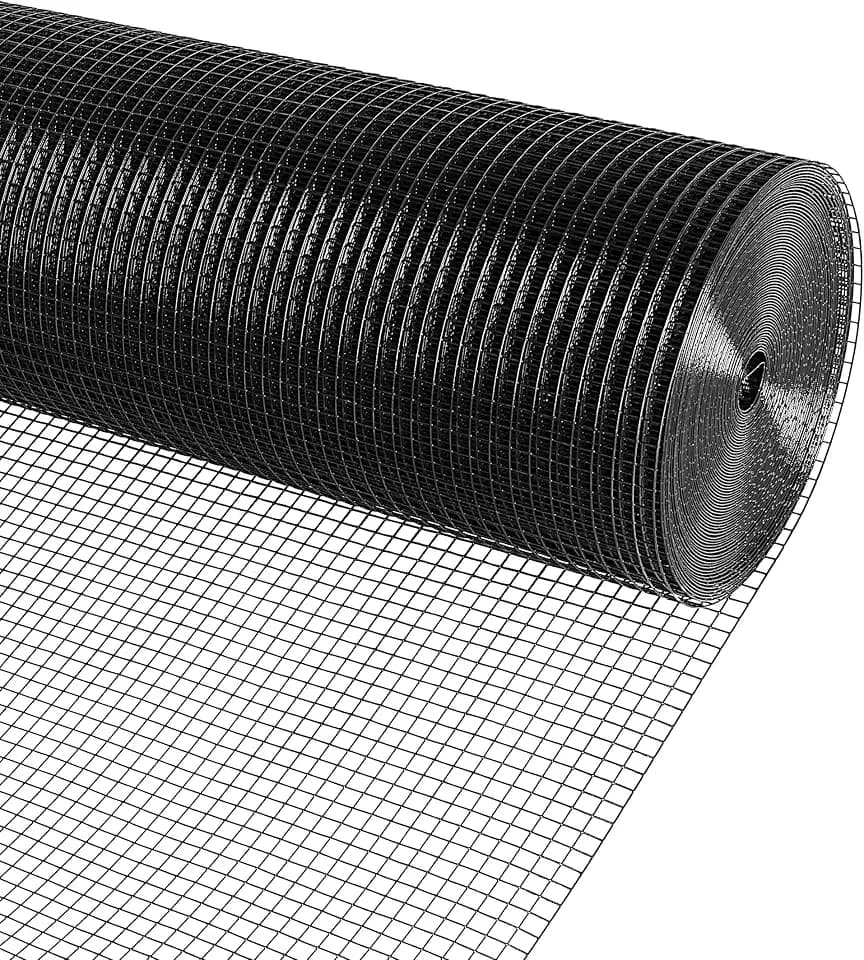 Black PVC Vinyl Coated Wire Mesh Hardware Cloth 1/2 in 36”x50’ 19 Gauge, Welded Wire Fencing Chicken Wire Mesh Roll Cage Wire Netting…