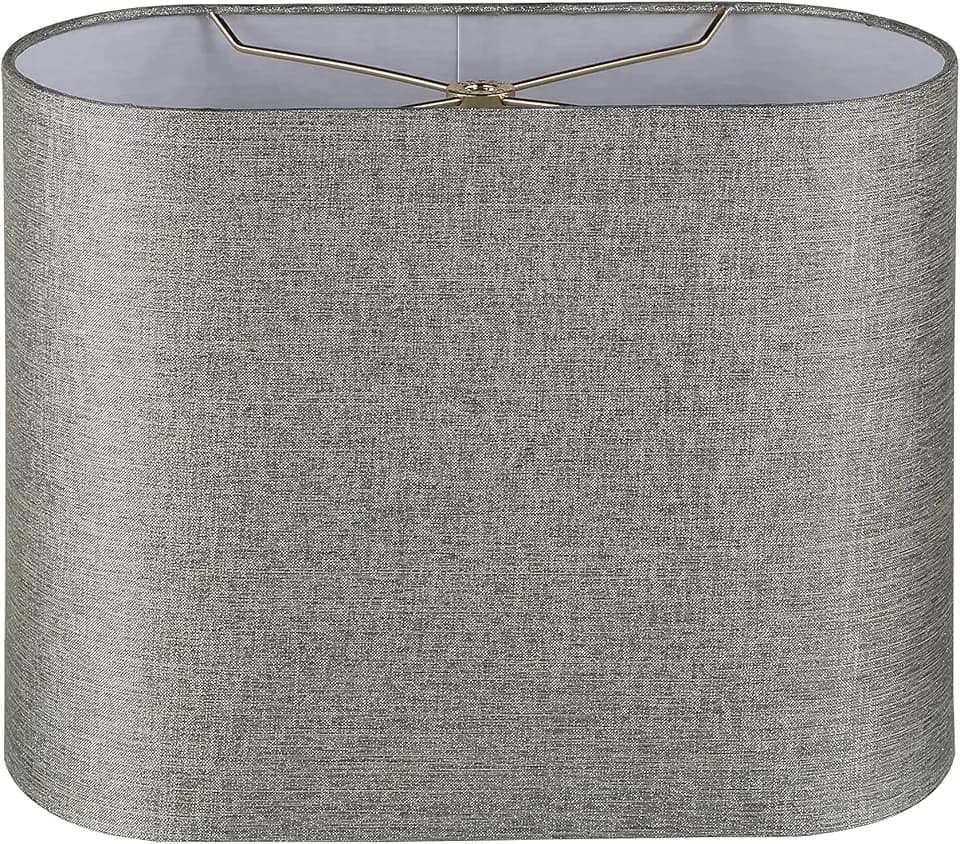 Aspen Creative 37002 Contemporary Oval Hardback Shaped Spider Construction Lamp Shade in Sliver Grey, 13 1/2" wide (8" + 13 1/2") x (8" + 13 1/2") x 10 1/2"
