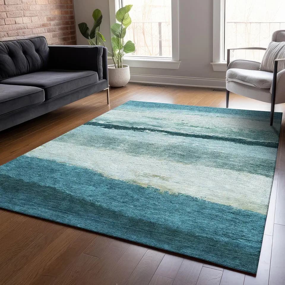 Addison Rugs Chantille ACN2169 Teal 3' x 5' Indoor/Outdoor, Machine Washable, Easy Clean, Non Shedding, Bedroom, Living Room, Dining Room, Kitchen, Patio Rug