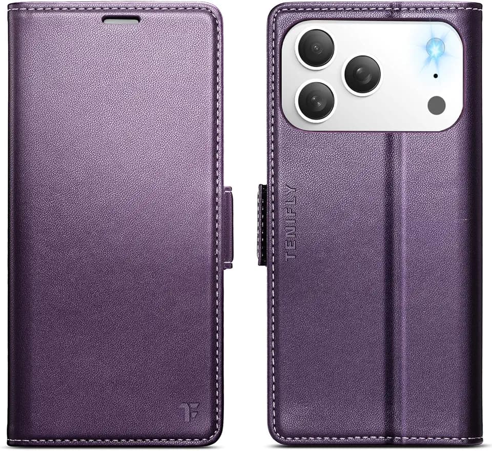 Wallet Case for iPhone 18 Pro/17 Pro with Card Holder Purple