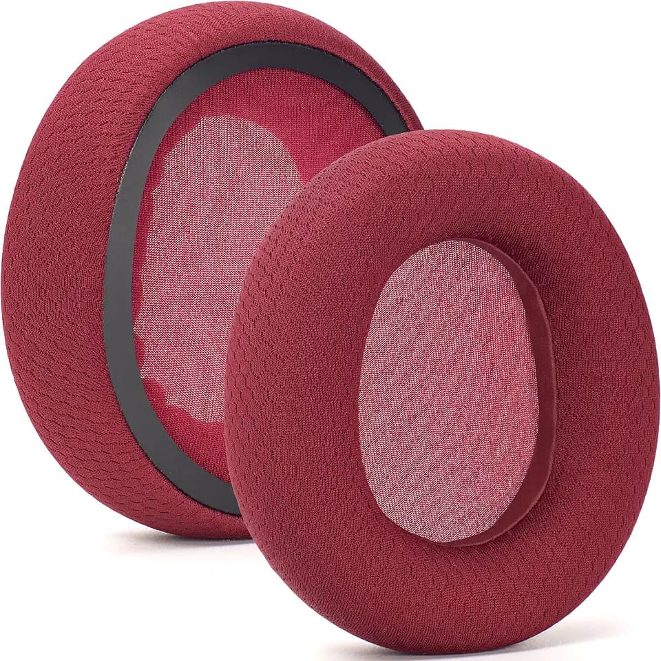 Defean Mesh Fabric Earpads Replacement Compatible with SteelSeries Arctis Nova Pro Wired, Nova 1/1X/1P/3/3P/3X/4/4P/4X/5/5P/5X/7/7X/7P Headphons,(Do Not Fit Arctis Nova Pro Wireless) (Red)